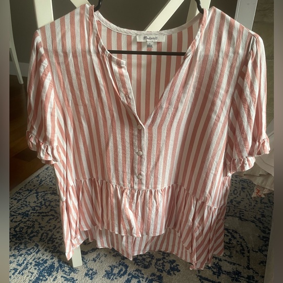 Madewell Tops - Madewell pink and white striped blouse